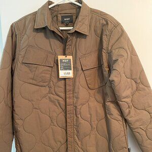 NEW w tags. Unisex - HUF Quilted Button Military Shirt Jacket Olive Size M